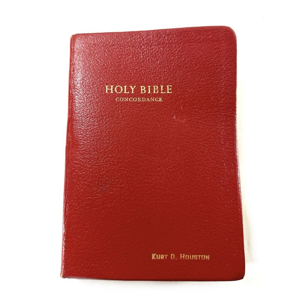 Vintage Holy Bible Concordance KJV Red Leather World Pub Self Pronouncing